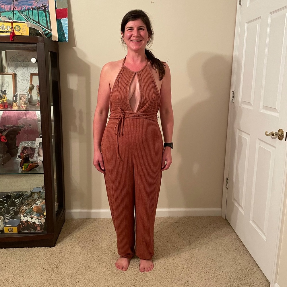 Free People Movement Keyhole Halter Jumpsuit - space-dye
